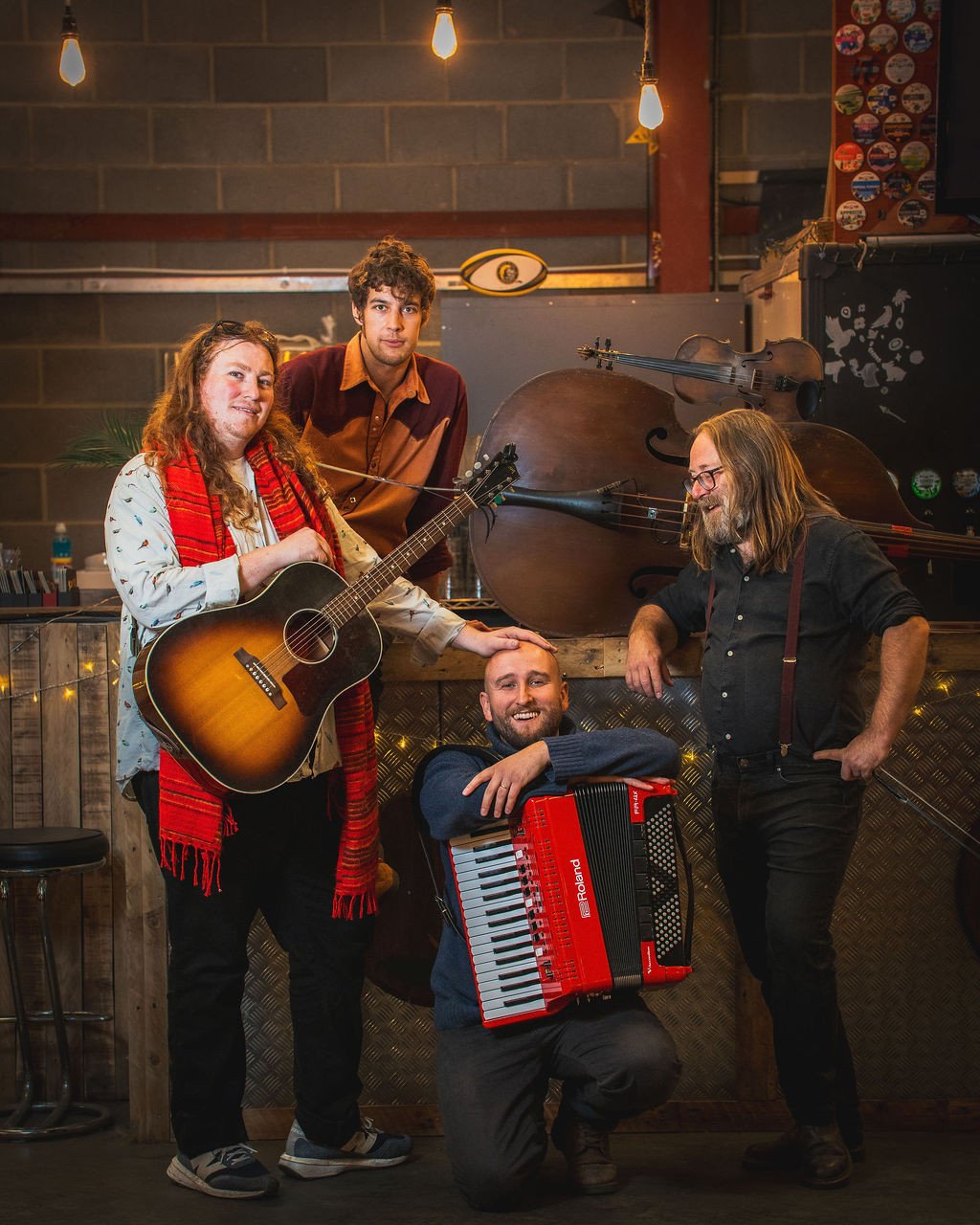 Hyde Family Jam with their instruments.